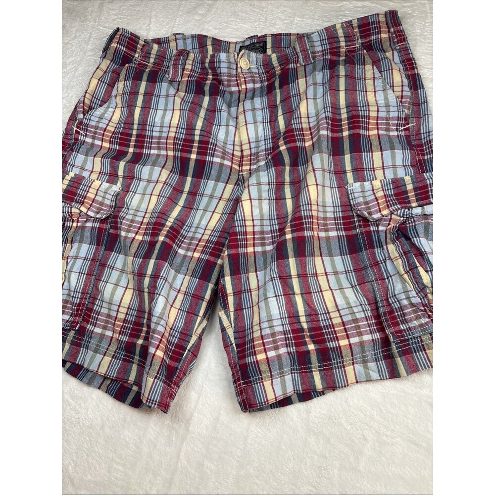VTG Polo Jeans Co Ralph Lauren Plaid Cargo Shorts Mens 40 Red Blue Y2K Skate
